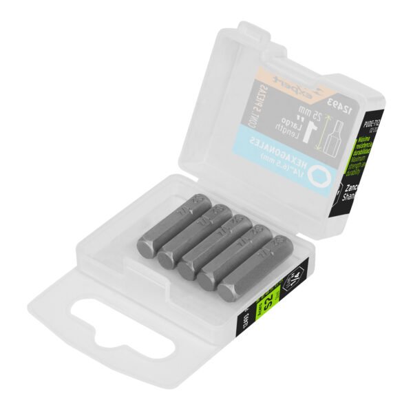 Estuche con 5 puntas hexagonales de 1/4mm largo 1 Expert 12493