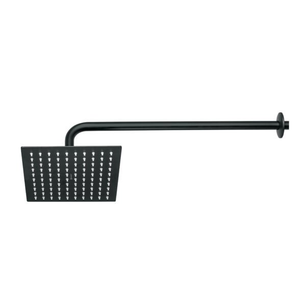 Regadera plato cuadrado 8 con brazo negro FOSET RIVIERA 44826