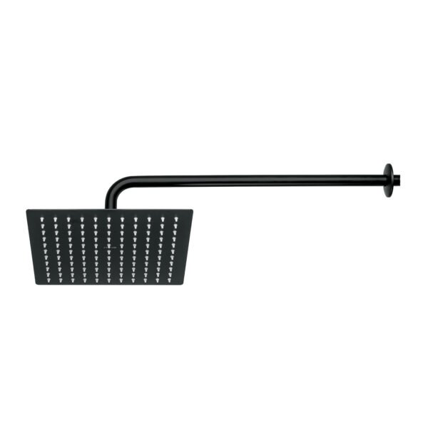 Regadera plato cuadrado 10 con brazo negro FOSET RIVIERA 44823