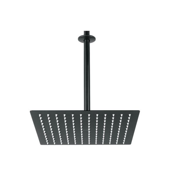 Regadera plato cuadrado 12 con brazo negro FOSET RIVIERA 44821