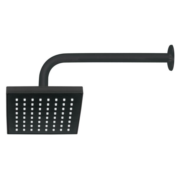 Regadera cuadrada ABS 6 acabado negro mate con brazo Foset 46746