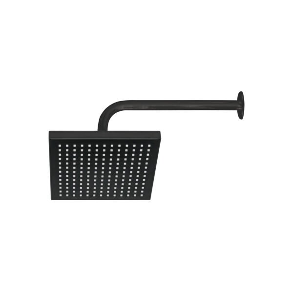 Regadera cuadrada ABS 8 acabado negro mate con brazo Foset 46748