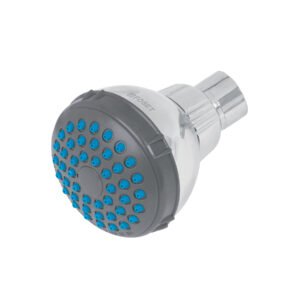 Regadera redonda de ABS 2-1/2 gris-cromo sin brazo Basic 49412