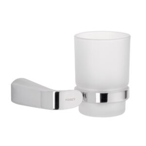 RIA-71.jpg Portavaso cepillero cromo con vaso de vidrio Foset Riviera 45205