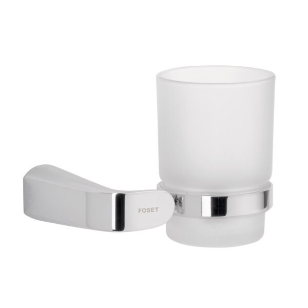 Portavaso cepillero cromo con vaso de vidrio Foset Riviera 45205