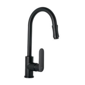Monomando retráctil para fregadero negro FOSET RIVIERA 44104
