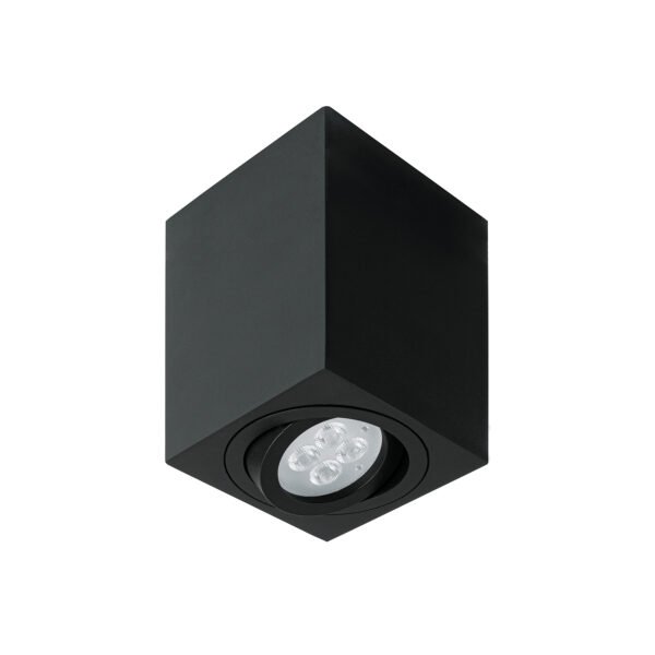 Luminario de sobreponer c/spot dirigible cuadrado negro 49719