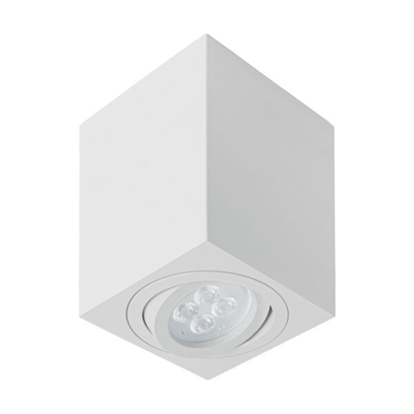 Luminario de sobreponer c/spot dirigible cuadrado blanco 49720