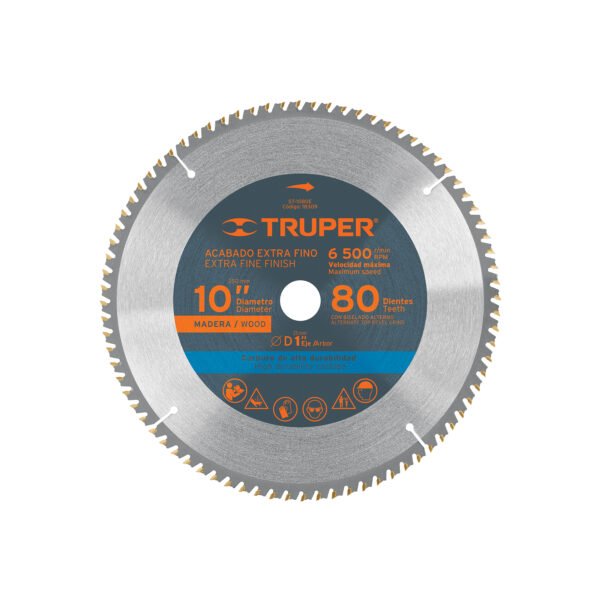 Disco sierra 10 para madera 80 dientes centro 1 Truper 18309