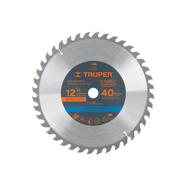 Disco sierra 12 para madera 40 dientes centro 1 Truper 18311