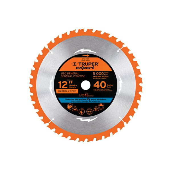 Disco sierra 12Â para maderaÂ 40 dientes centro 1 Expert 100107