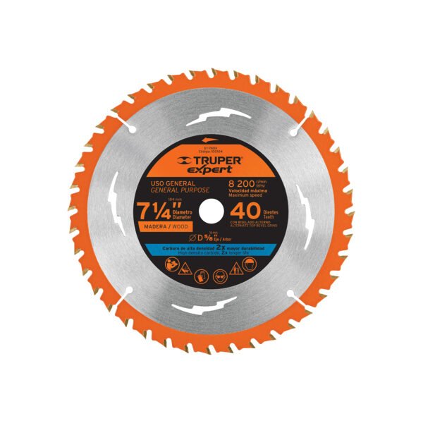 Disco sierra 7-1/4Â p/maderaÂ 40 dientes centro 5/8 Expert 100104