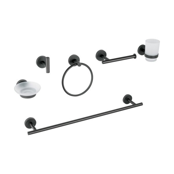 Juego de 6 accesorios para baño acabado negro Foset Tubig 47975