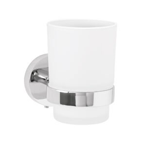 TBA-71.jpg Portavaso cepillero cromo con vaso de vidrio Foset Túbig 45955