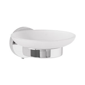 TBA-74.jpg Jabonera metálica cromo con plato de vidrio Foset Túbig 45964