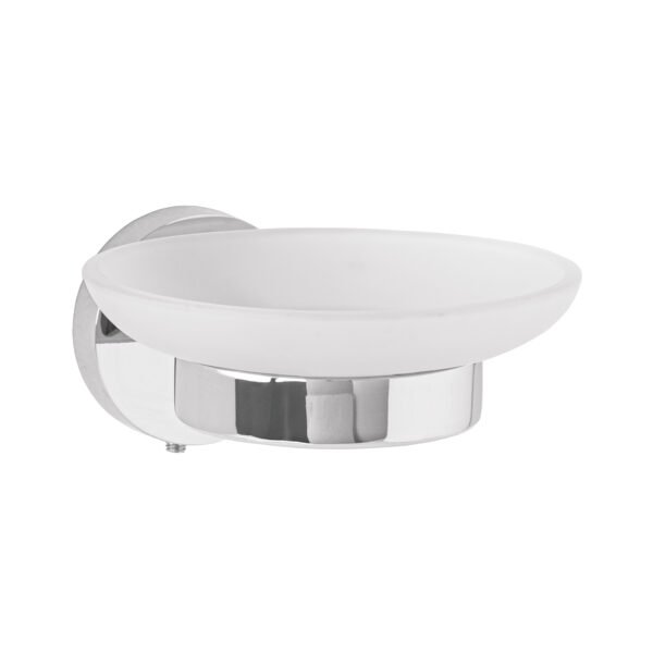 Jabonera metálica cromo con plato de vidrio Foset Túbig 45964