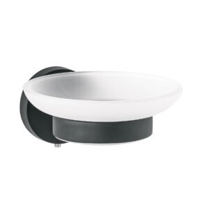 TBA-74M.jpg Jabonera metálica negro con plato de vidrio Foset Túbig 45966
