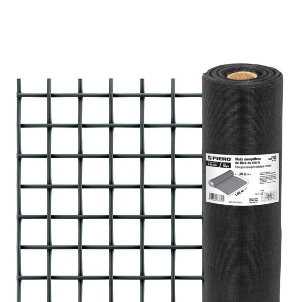 Rollo de 30 m x 1.05m malla mosquitera fibra de vidrio negra 44995