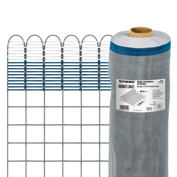 Rollo de 30 m x 1.2 m de malla mosquitera plástica gris 44961