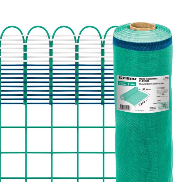 Rollo de 30 m x 1.2 m de malla mosquitera plástica verde 44954