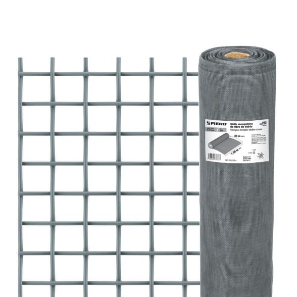 Rollo de 30 m x 1.5 m malla mosquitera fibra de vidrio gris 44983