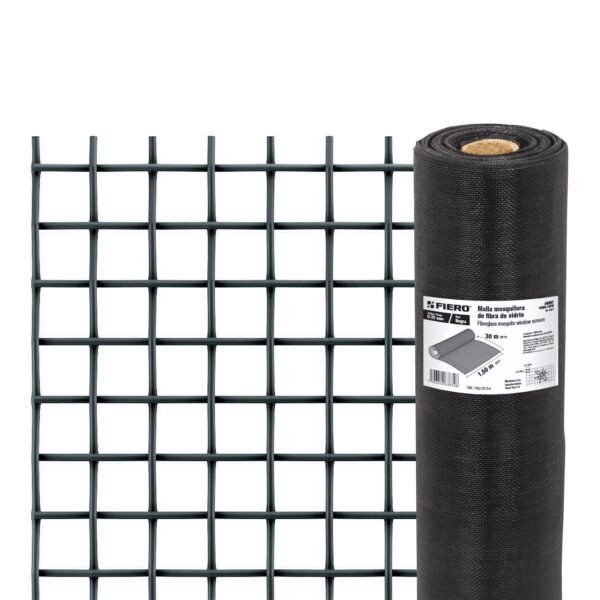 Rollo de 30 m x 1.5 m malla mosquitera fibra de vidrio negra 44997