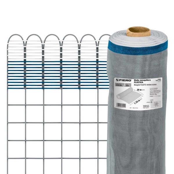 Rollo de 30 m x 1.7 m de malla mosquitera plástica gris 44963