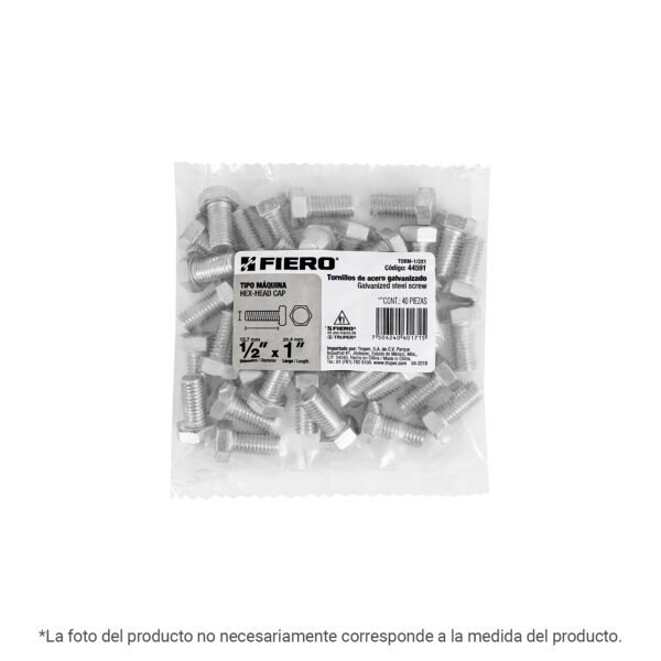Bolsa con 8 tornillos 1/2 x 7 tipo máquina Fiero 40869