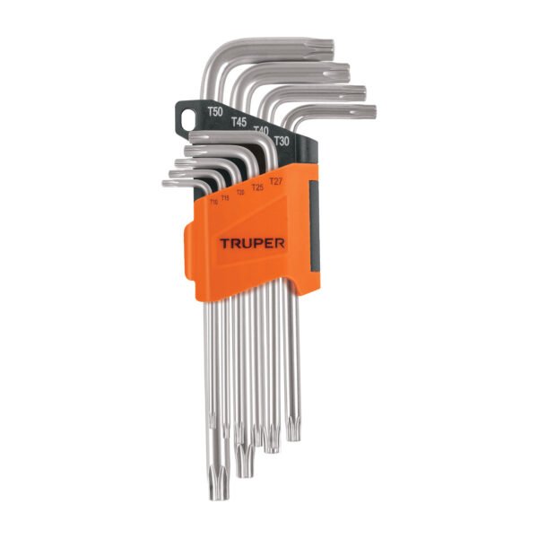 Juego de 9 llaves torx largas con organizador abatible 13647