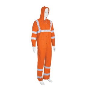 Conjunto impermeable doble capa naranja con reflejante CH 17407